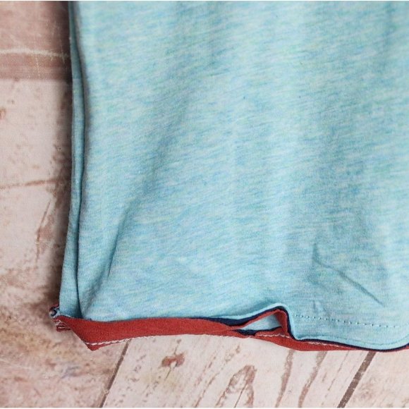 Vassari Los Angeles V-Neck Loose Cut Trim Aqua Designer Shirt - Rare Thread - Picture 6 of 15